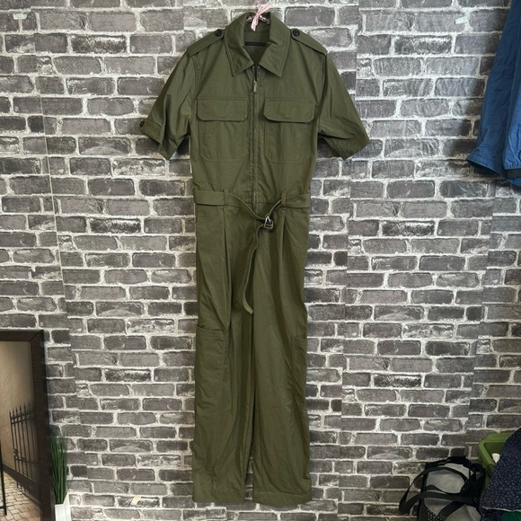 NWT Helmut Lang Khaki Utility Jumpsuit burnt olive - Picture 2 of 16